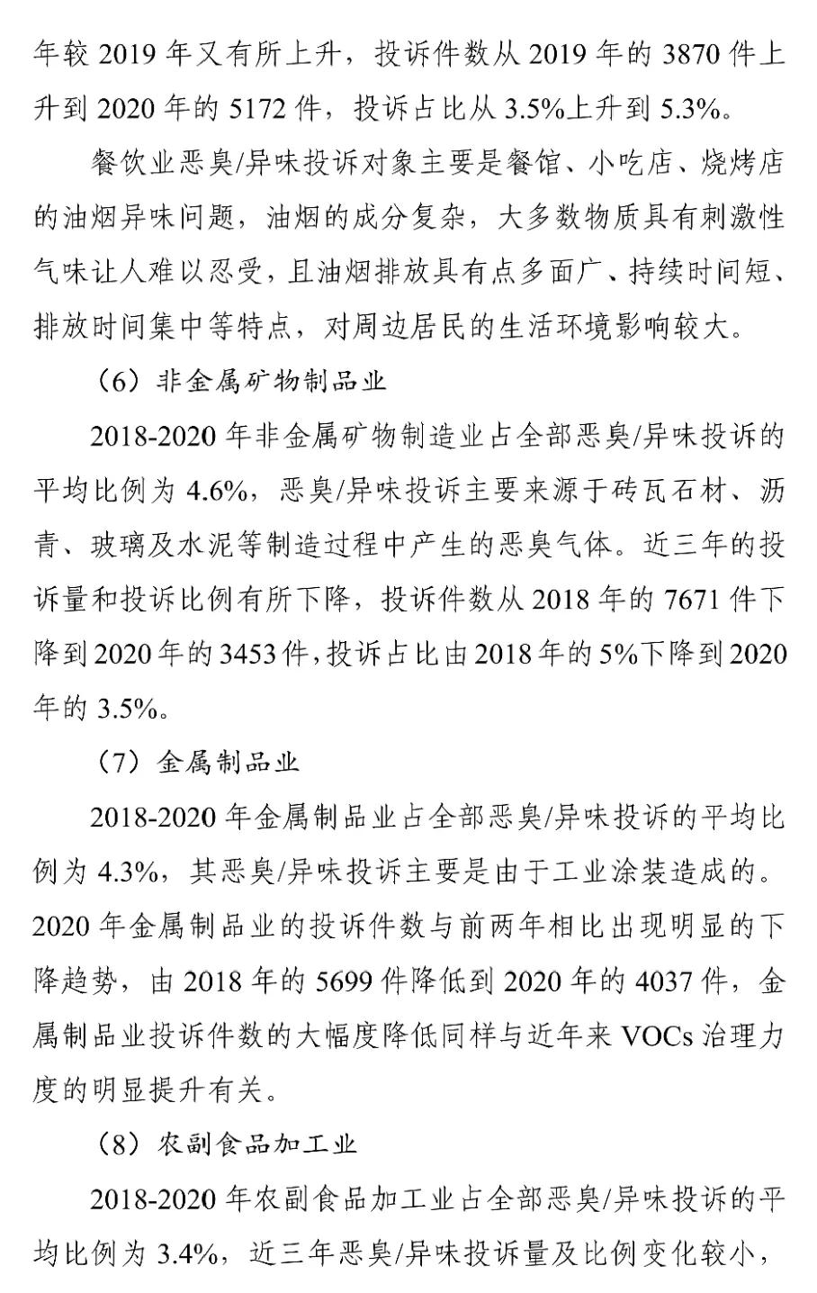 国家生态环境部关于印发《2018-2020年全国恶臭/异味污染投诉情况分析》报告